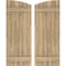 Ekena Millwork Americraft 6-Board (2 Batten) Wood Joined Board-n-Batten Shutters w/Ellipt Top, ARW101BE621X77UNH, PR ARW101BE621X77UNH - alternate 1